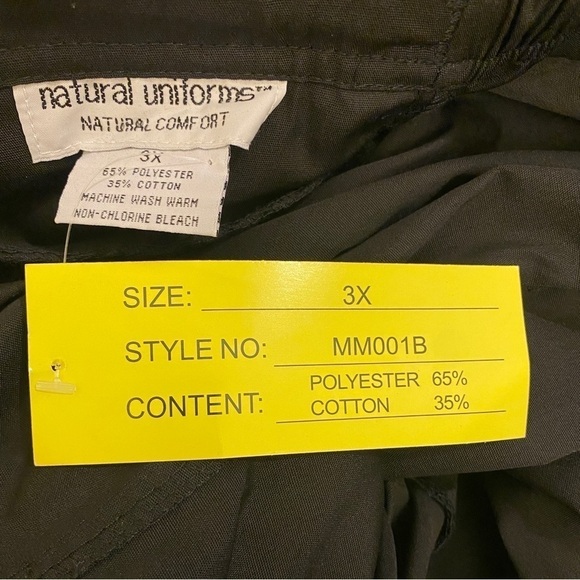 Natural Uniforms NWT Sz 3X Scrub Pants Black Plus Size Drawstring Pockets - Picture 5 of 7